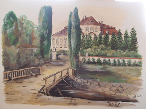 Příchovický zámek - obraz nad schodištěm v budově OÚ Příchovický zámek - obraz nad schodištěm v budově OÚ